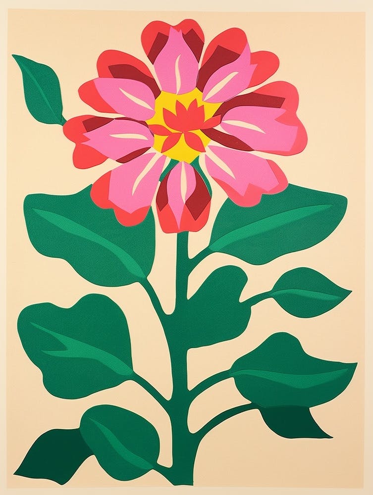 Cut Out Style Flower Art Bergamot