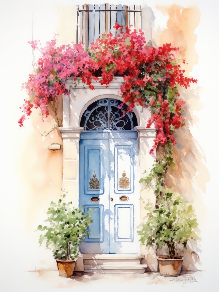 Lecce, Italy   Mediterranean Doors Watercolour Painting 3