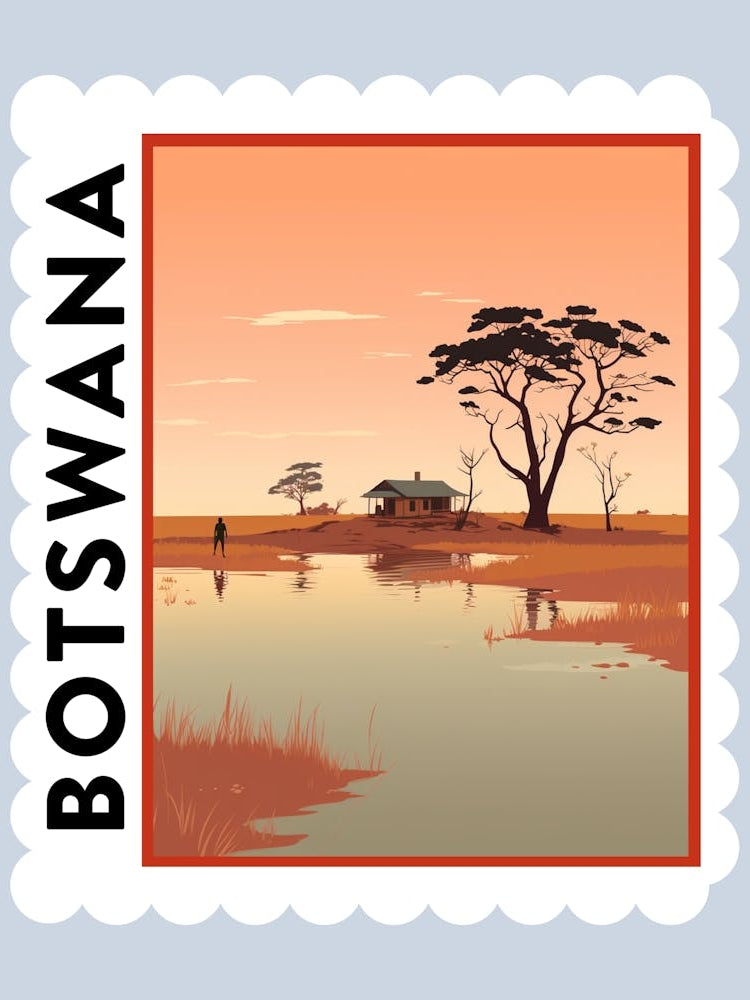 Botswana 2 Travel Stamp Poster
