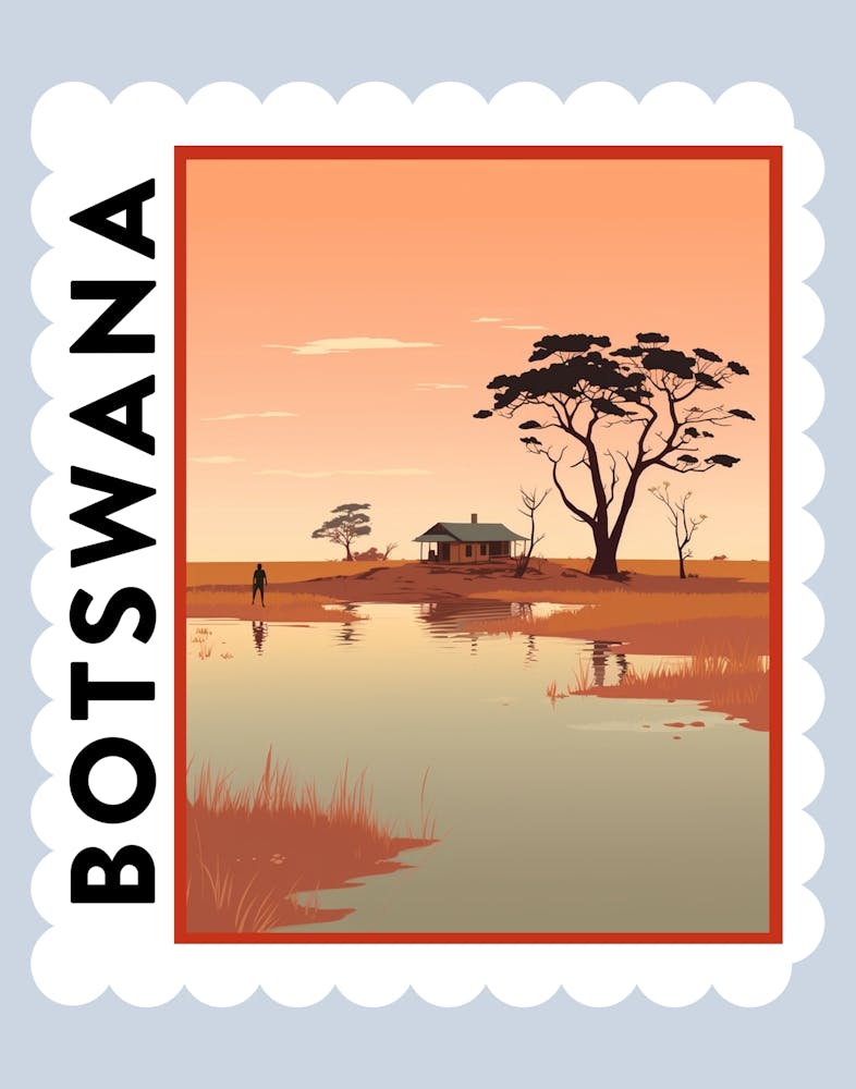 Botswana 2 Travel Stamp Poster