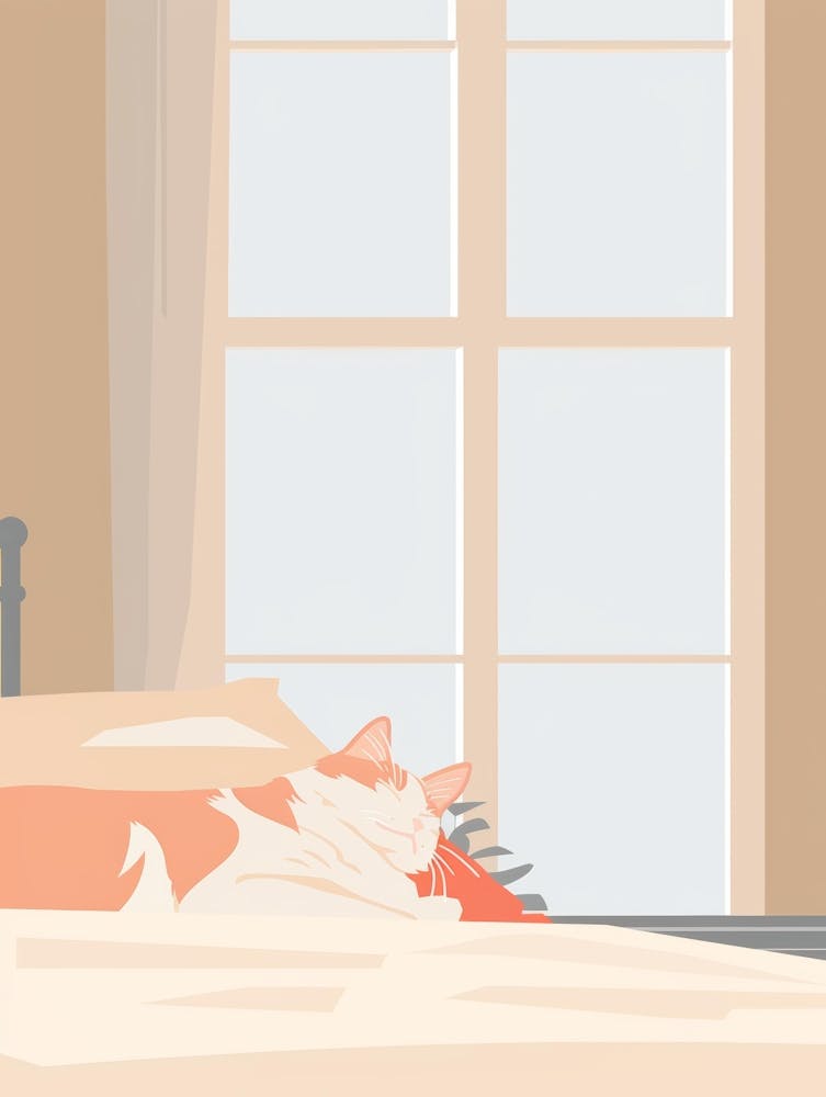 Cat Sleeping In Bed