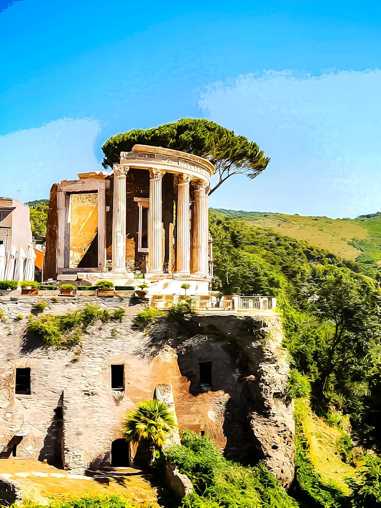 Ruins In Park Of Villa Gregoriana, Tivoli, Lazio, Italy