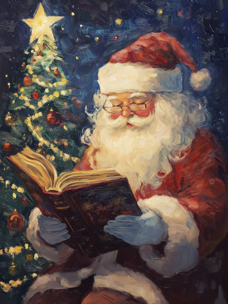 Santa Reading A Book