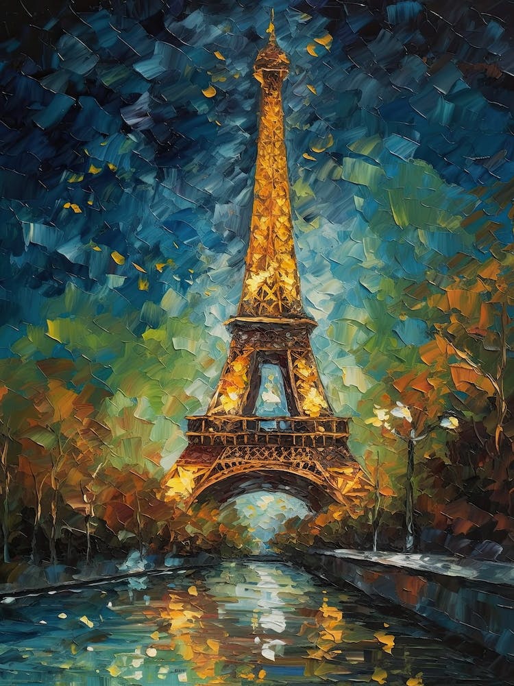 Eiffel Tower Paris France Vincent Van Gogh Style 30