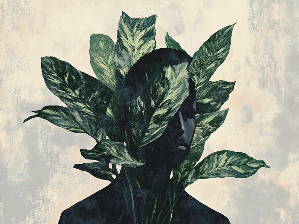 Man With A Head Full Of Leaves