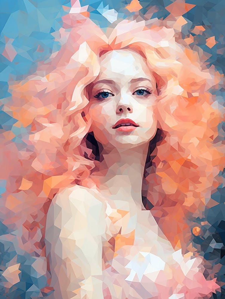 Digital Pixelation Abstract Geometry Lady 4