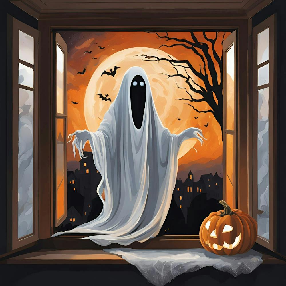Halloween Ghost And Pumpkin