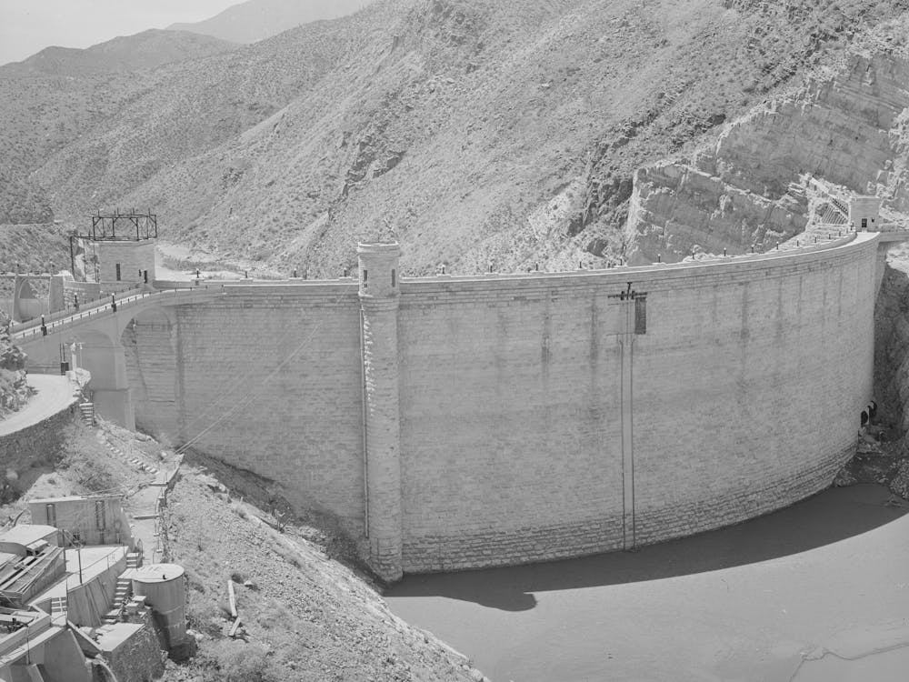 Untitled Photo, Possibly Related To Roosevelt Dam Showing Small Amount Of Impounded Water Because Of
