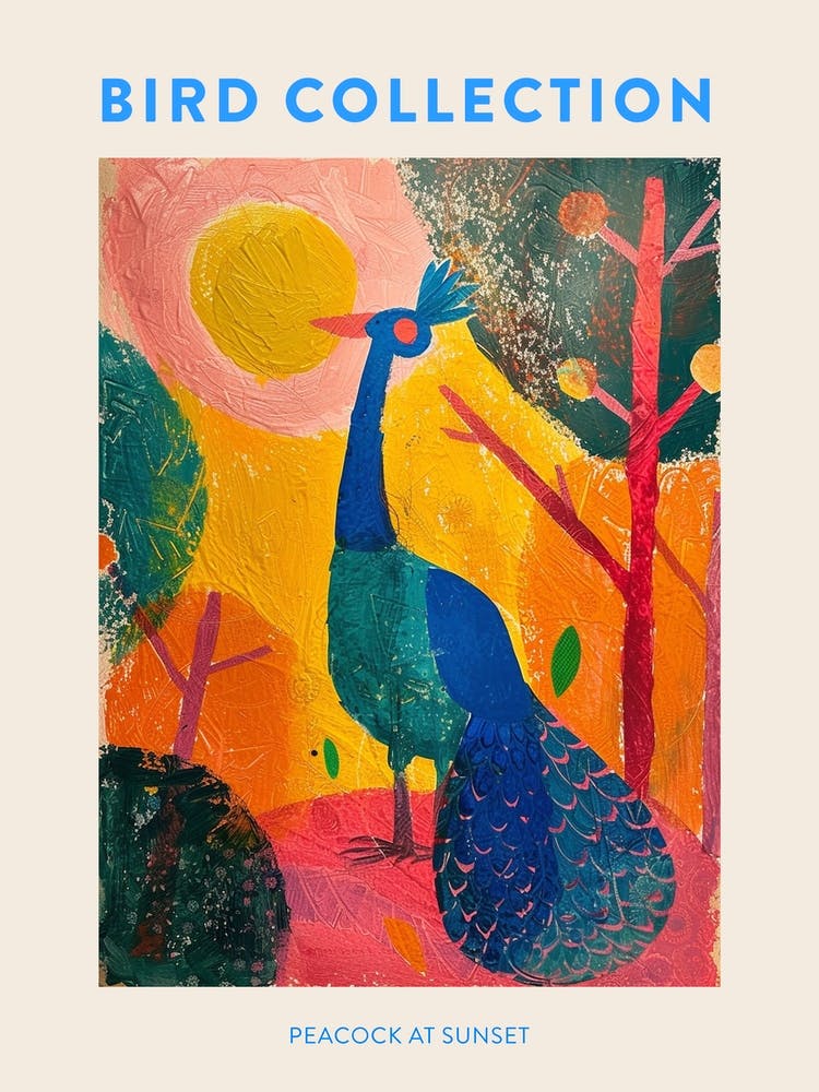 Peacock At Sunset Painting 1 Poster