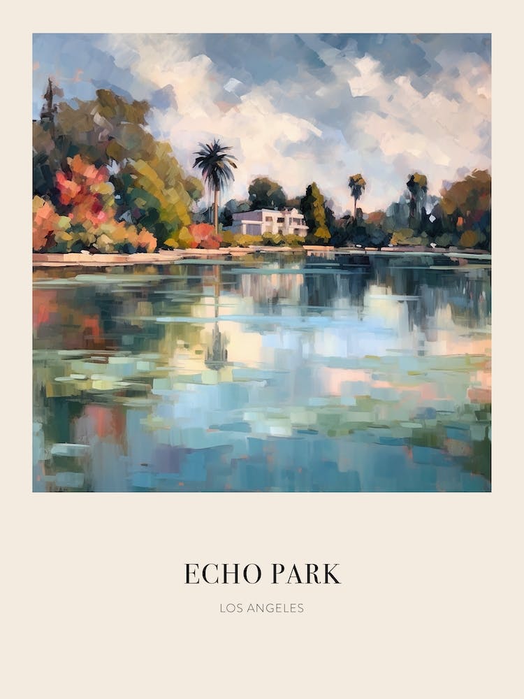 Echo Park Los Angeles United States Vintage Cezanne Inspired Poster