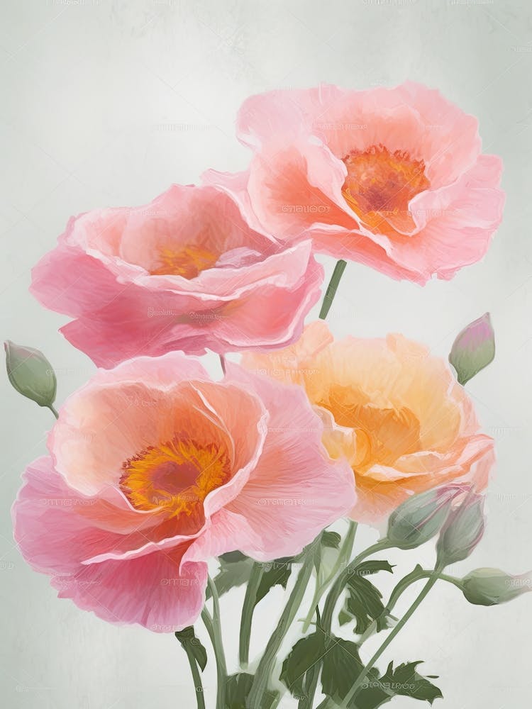 Roses Flowers Acrylic Painting In Pastel Colours 12