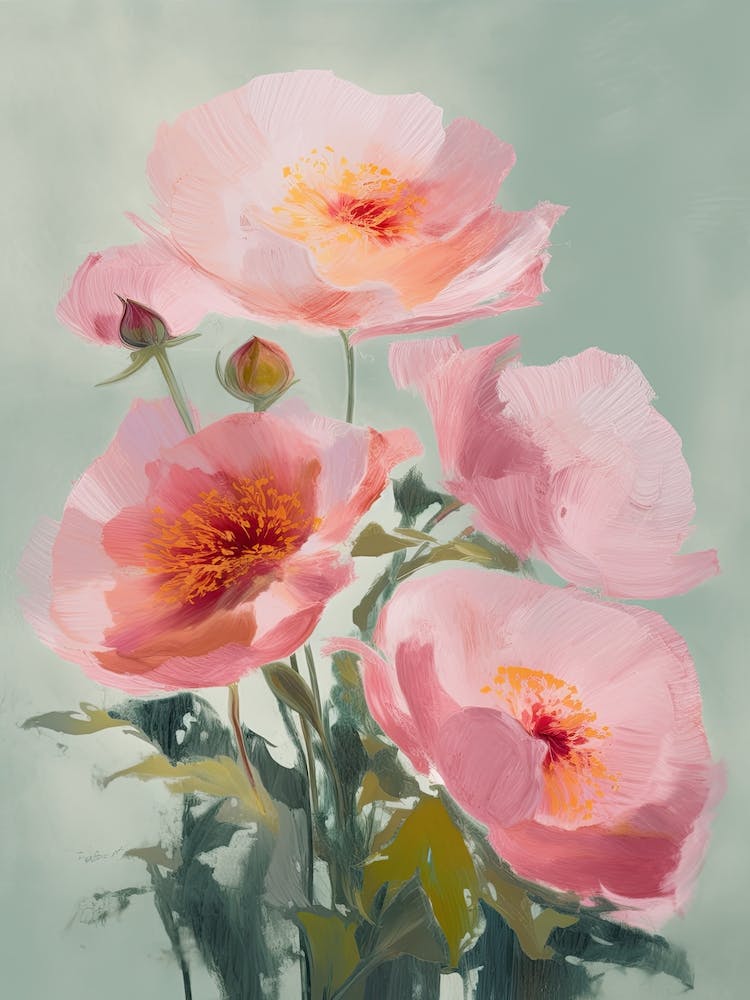 Roses Flowers Acrylic Painting In Pastel Colours 1