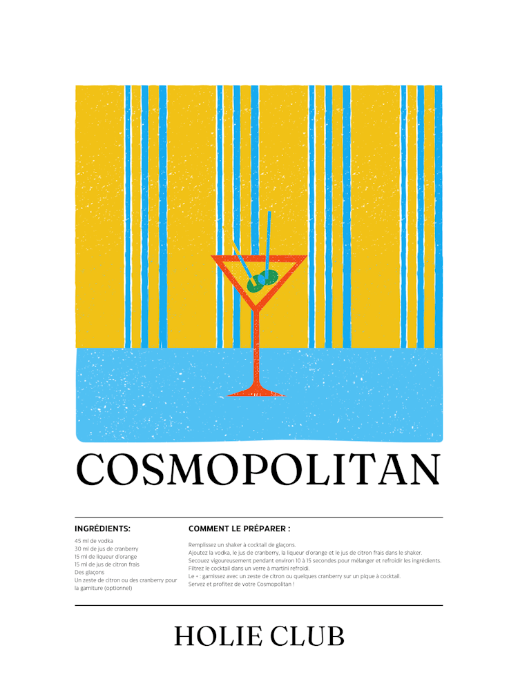 Affiche Moderne Organique Biarritz Surf Club Bleu Et Jaune (10 X 15 Cm) (1050 X 1400 Px) 4