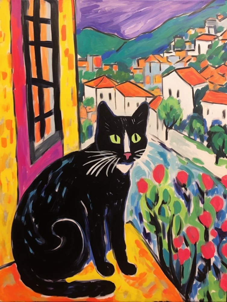 Painting Of A Cat In Chianti Italy 2