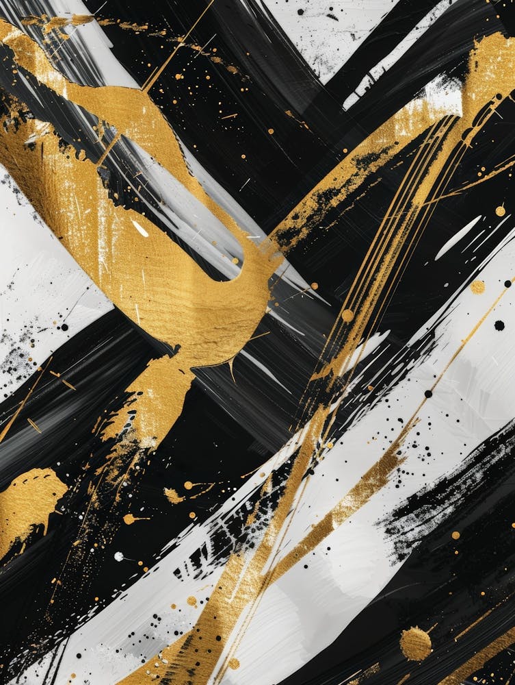 Abstract Gold And Black Painting 4