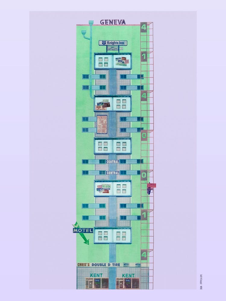 Chris's Double D Tire Tower Risograph Collage
