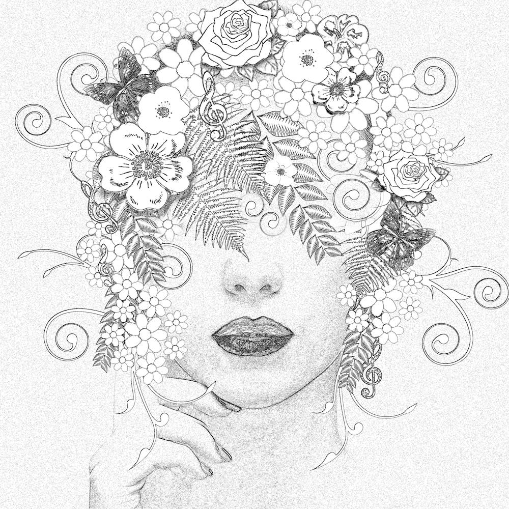 Drawing Picture Art Woman Flower Fairy Muse Spring Summer Nature Plant