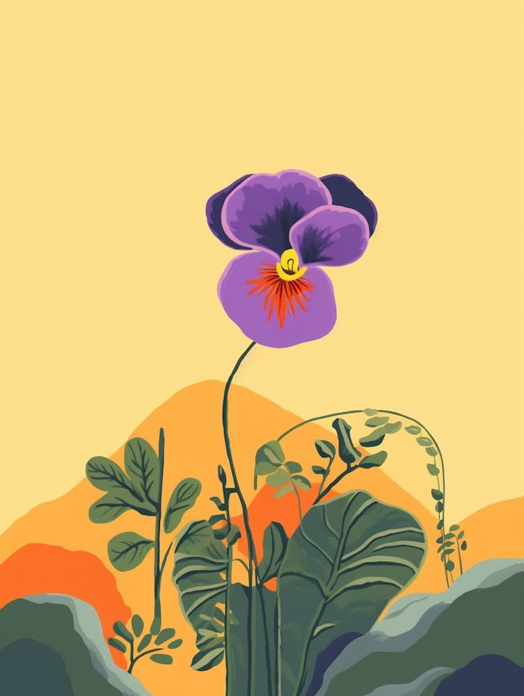 Boho Wildflower Painting Yellow Violet