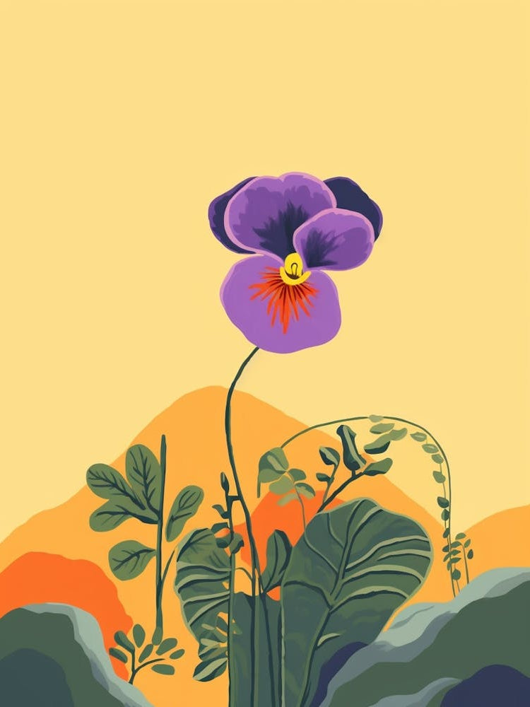 Boho Wildflower Painting Yellow Violet