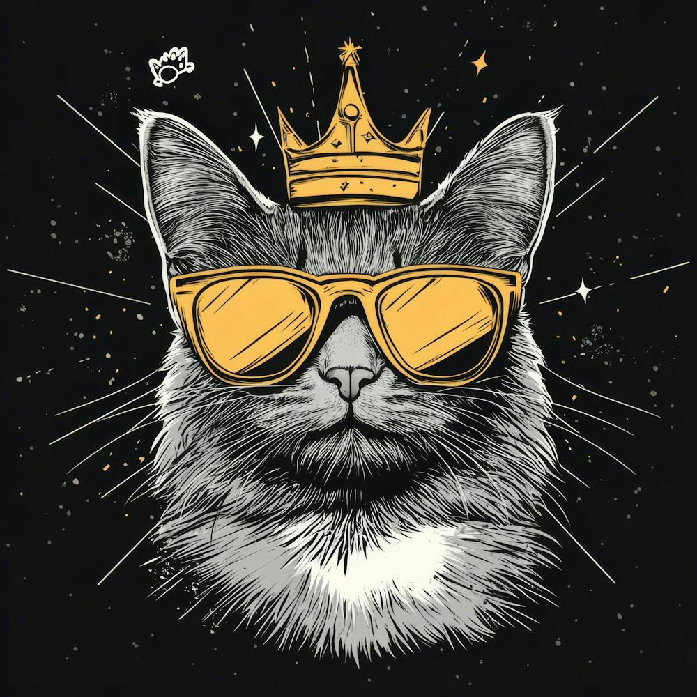 Design Featuring A Gray Cat With Golden.Generated AI. Wall 2