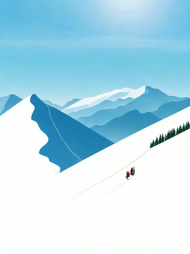 Saalbach Hinterglemm, Austria Minimal Skiing Poster