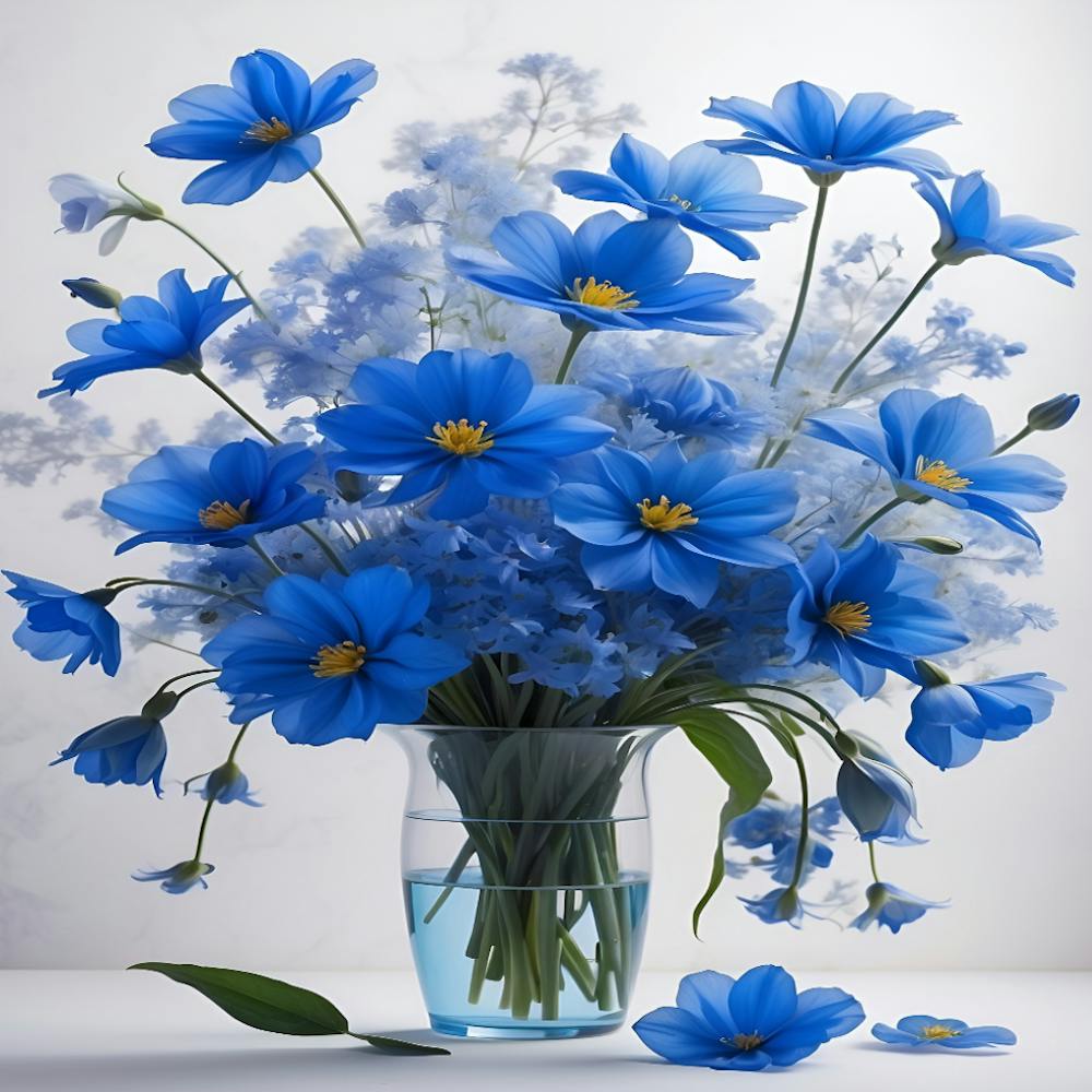 Blue Flowers In Vase