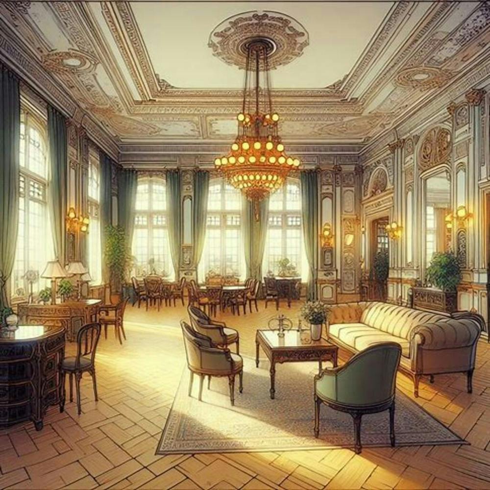 interior of a luxurious apartment in Berlin 1910