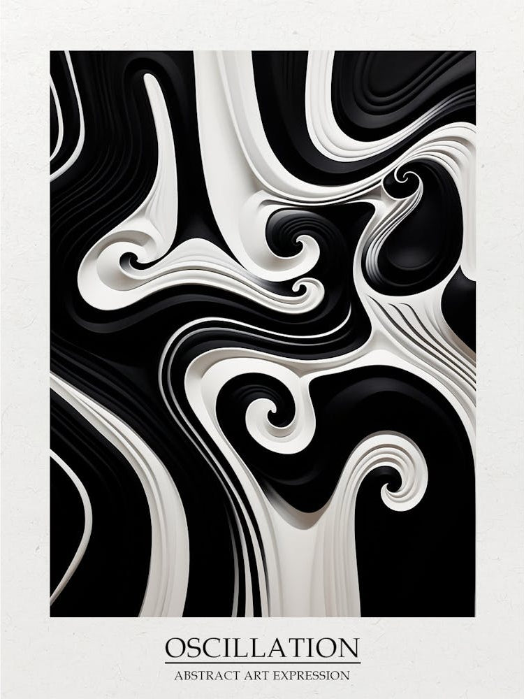 Oscillation Abstract Black And White 6 Poster