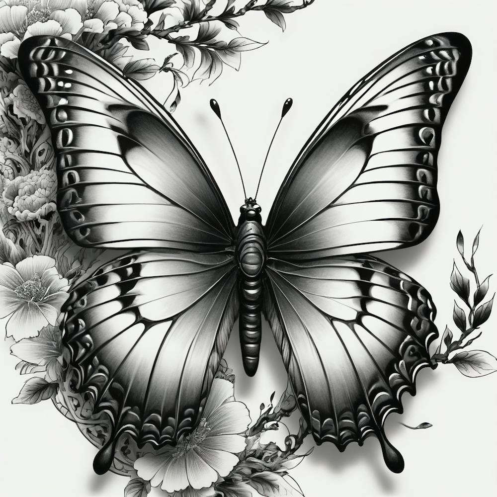 Butterfly And Flowers