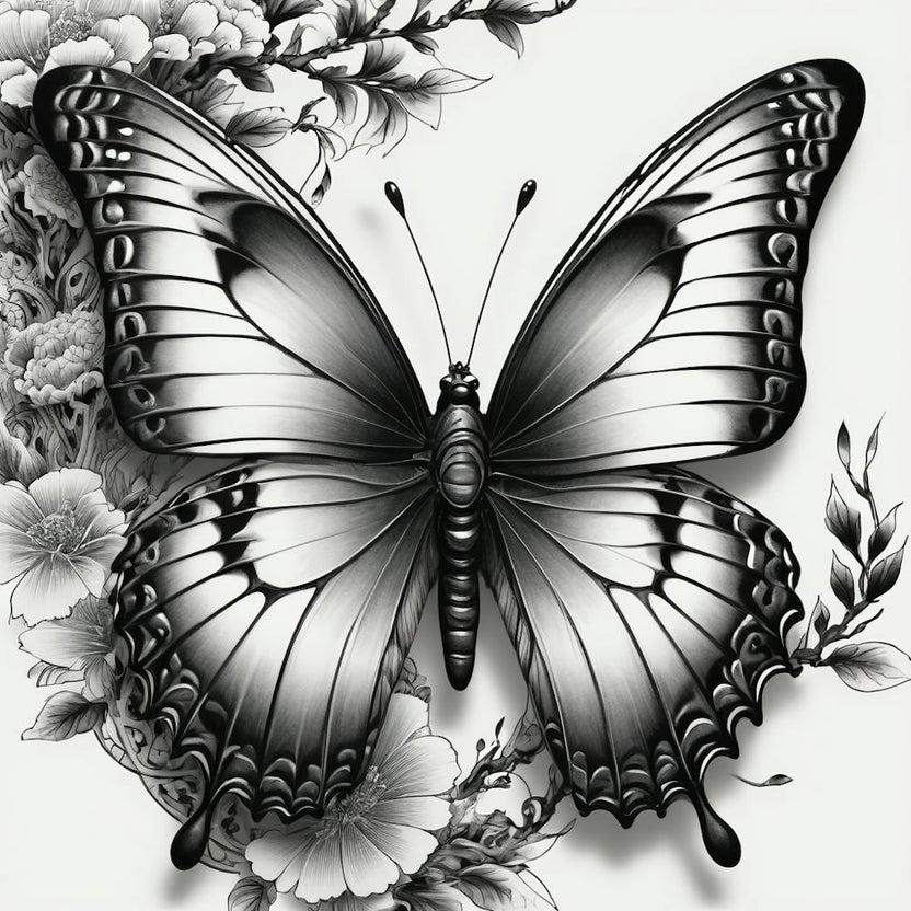 Butterfly And Flowers