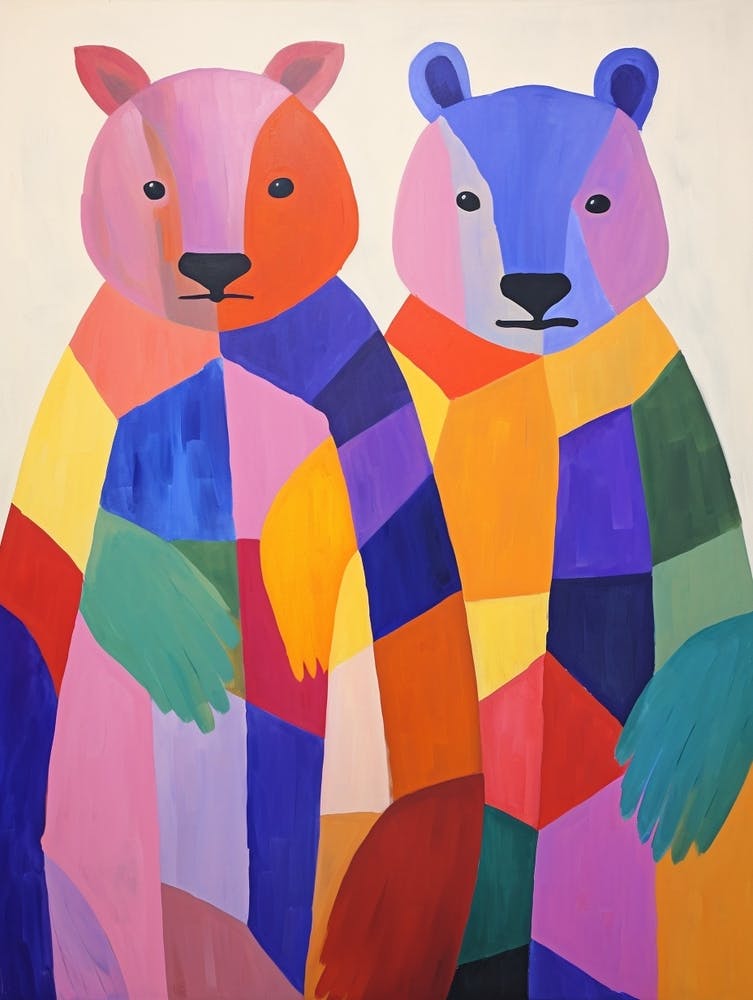 Colourful Kids Animal Art Wombat 3