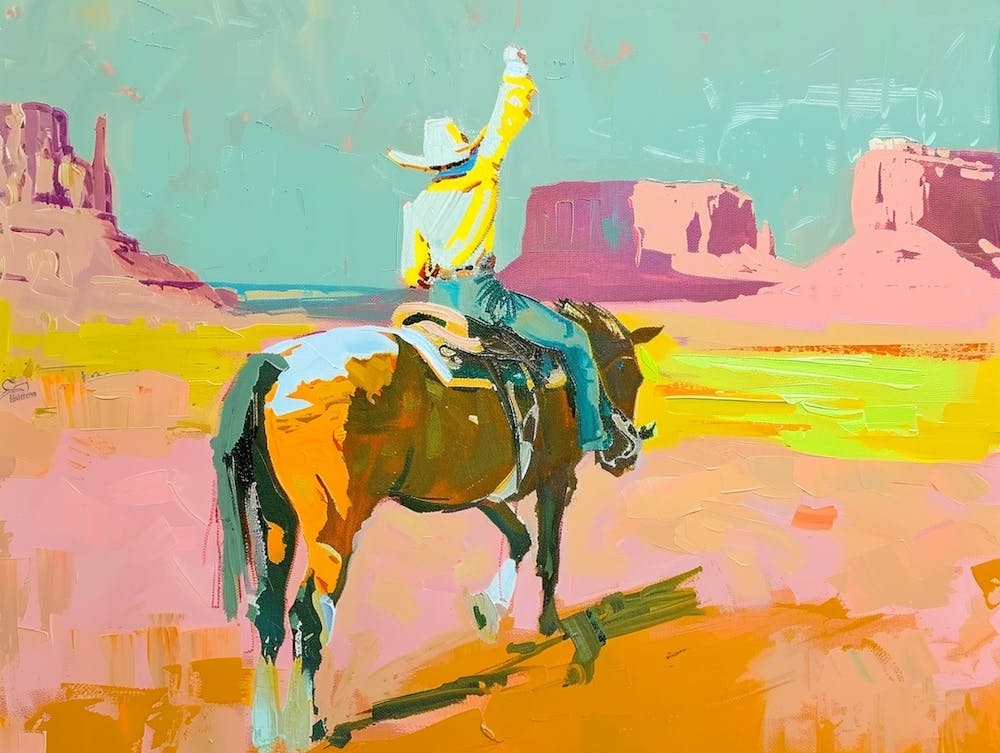 Neon Cowboy In Monument Valley Arizona 4 Painting
