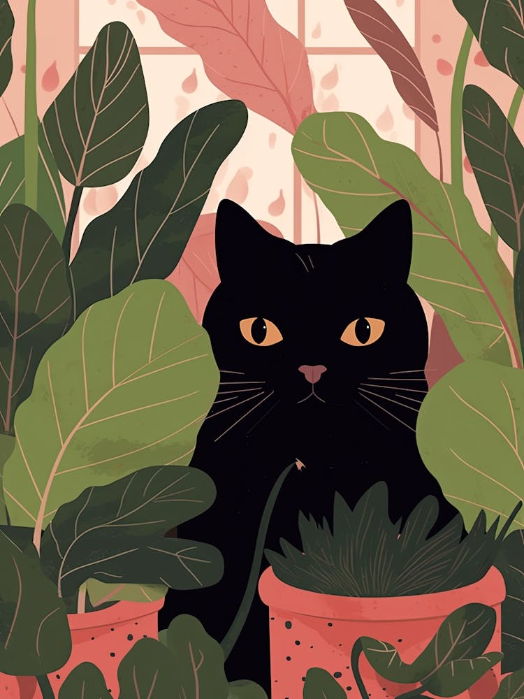 Black Cat And House Plants 15