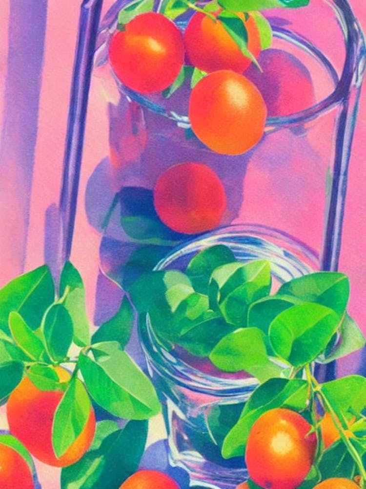 Kumquat 1 Risographie Retro Poster Frucht