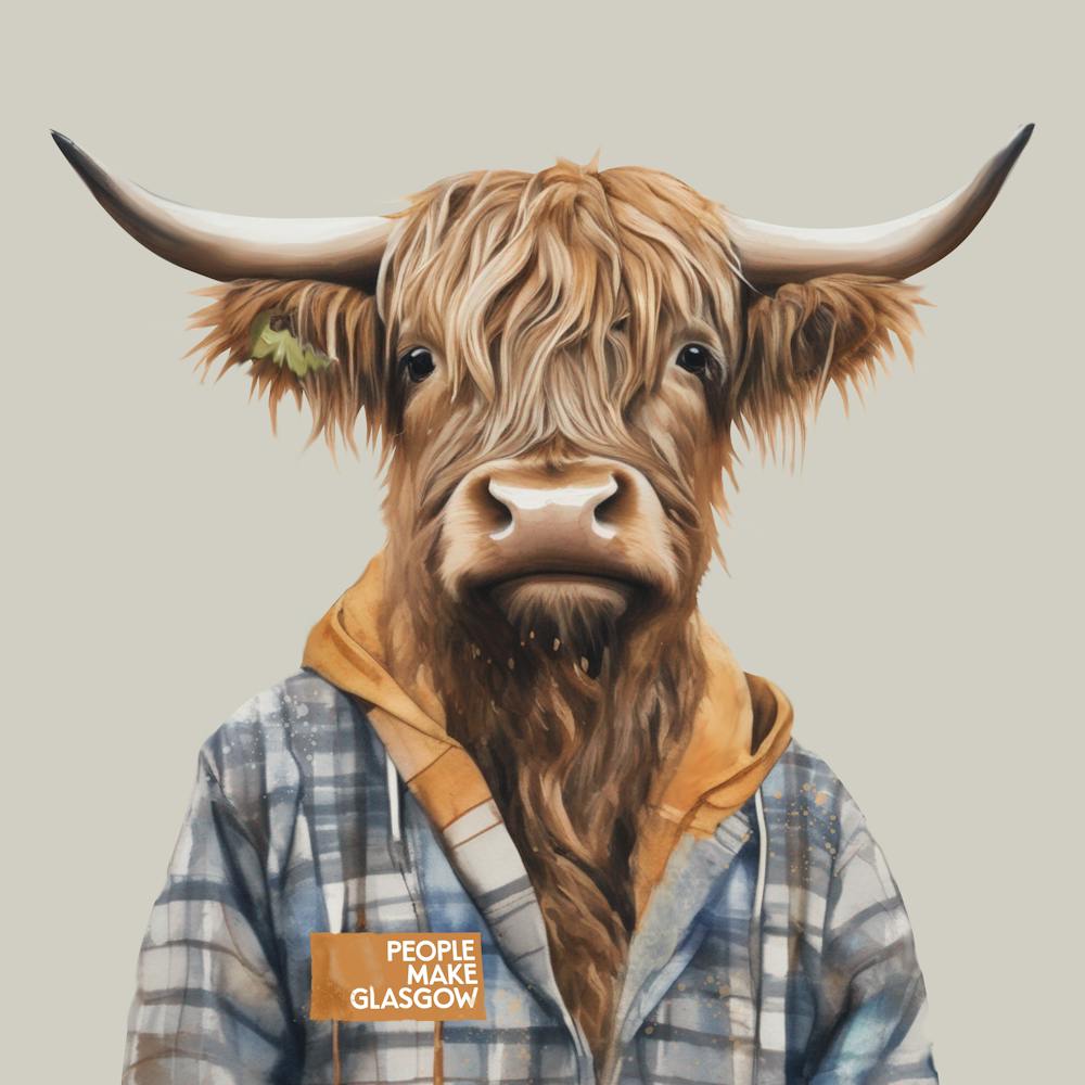 Glasgow Highland Cow Art