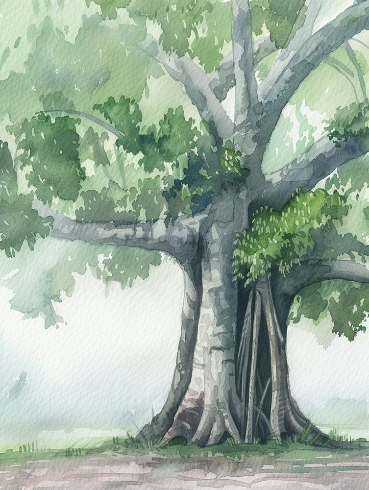 Banyan Tree Atmospheric Watercolour Painting 6