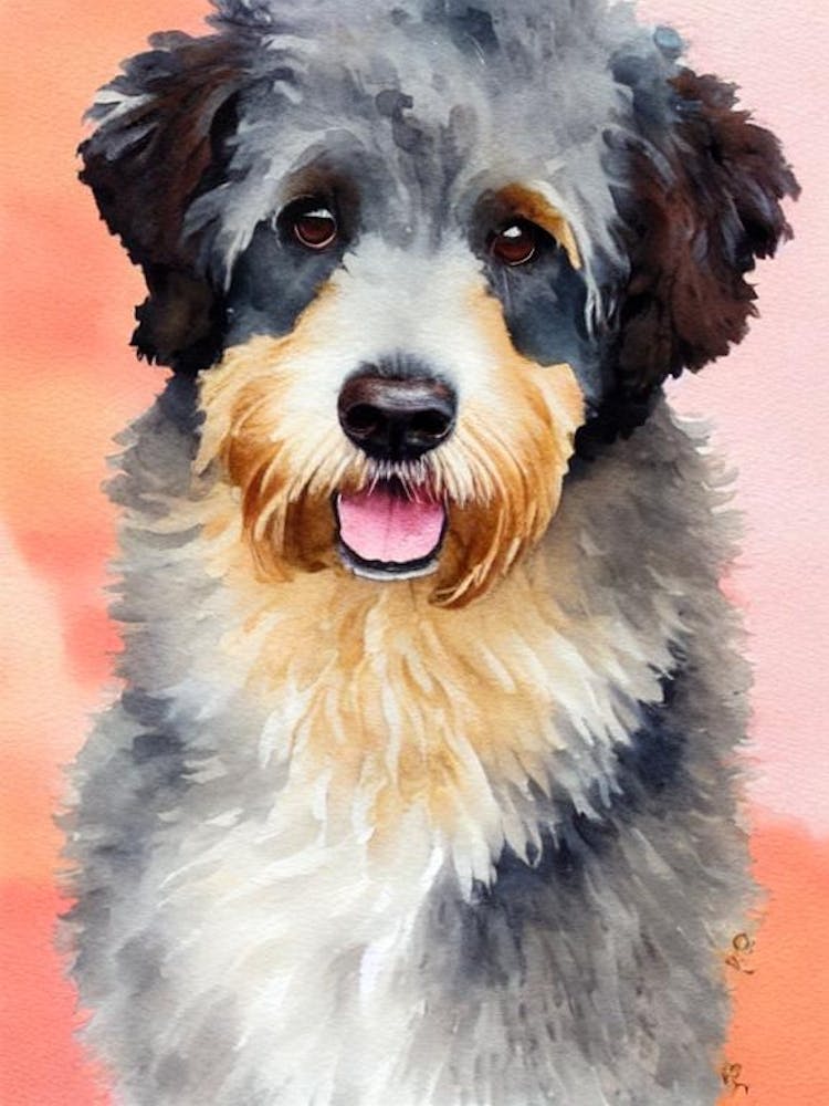 Spanish Water Dog 4 Watercolour Dog