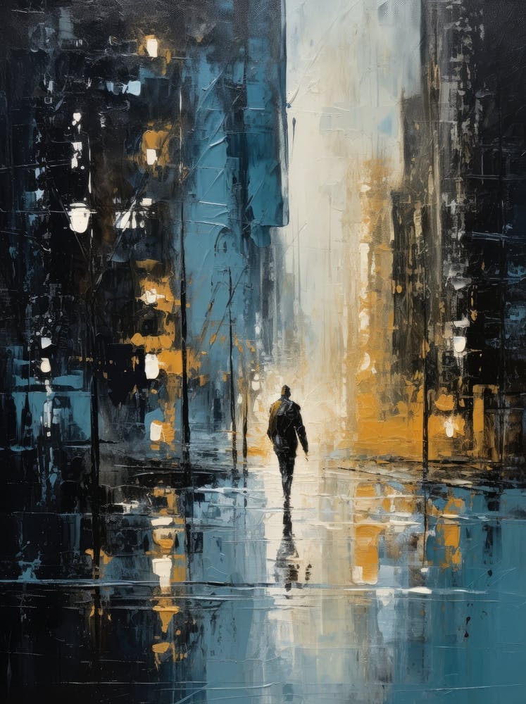 Man Walking In The Rain