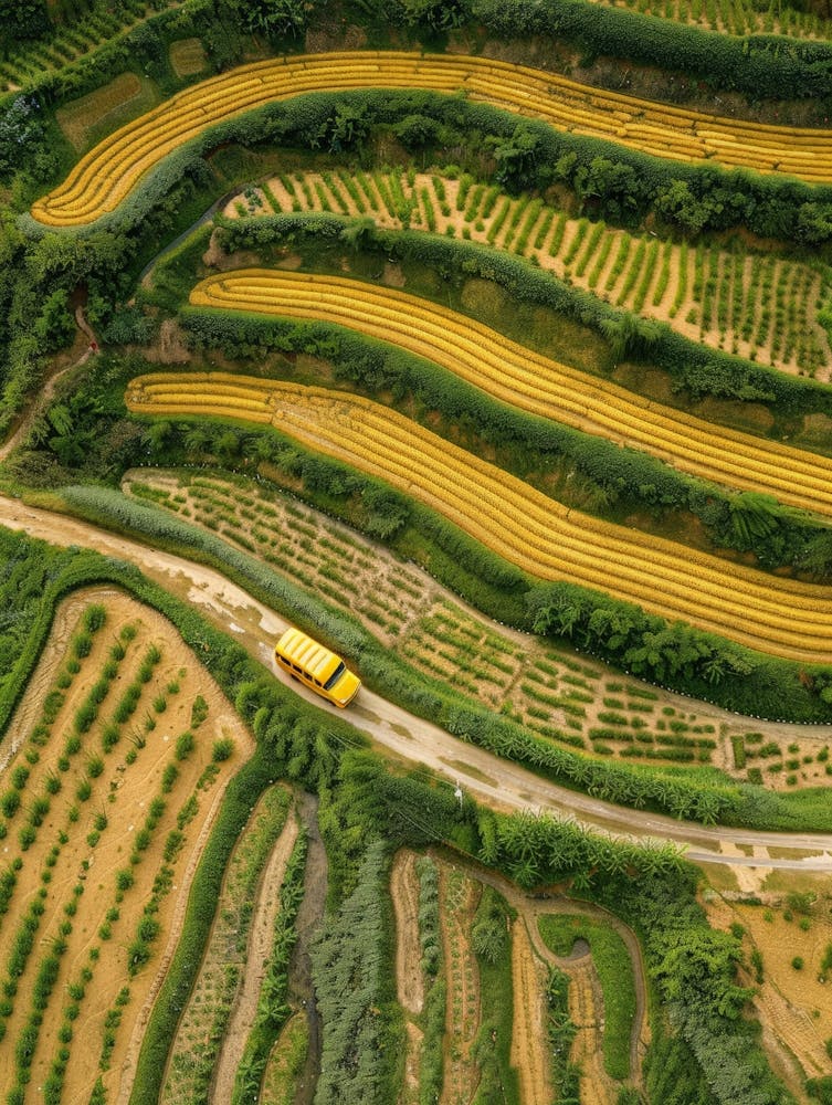 Aerial View Of Rice Fields