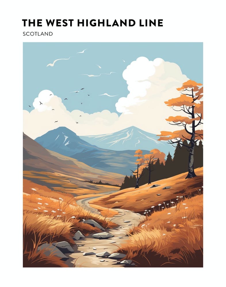 The West Highland Line Scotland 10 Hiking Trail Landscape Poster