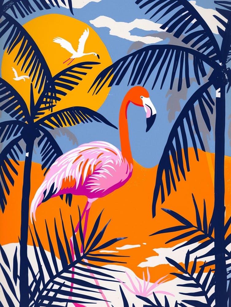 Greater Flamingo Camargue Provence France Tropical Illustration 4