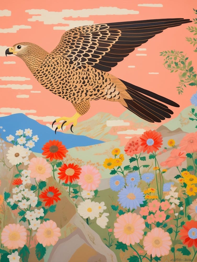 Maximalistisches Vogelgemälde Falke 5
