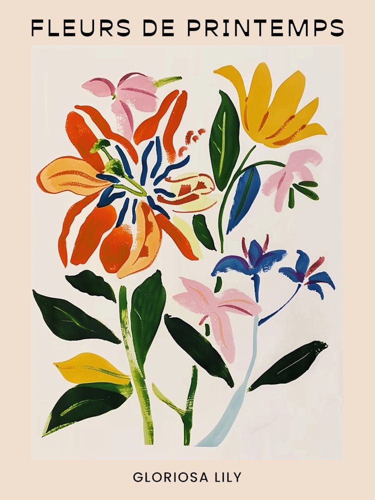 Spring Floral French Poster  Gloriosa Lily 2