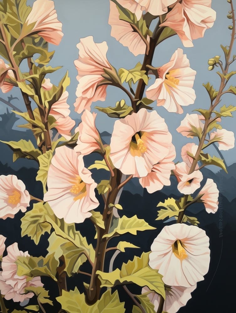Hollyhock 4 Flower Painting