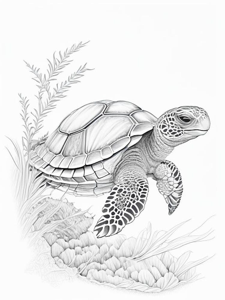 Hatching Sea Turtle, Sea Turtle Quentin Blake Illustration 1