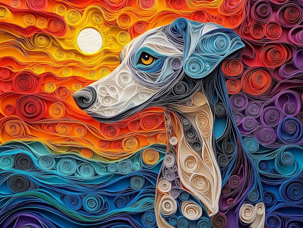 Greyhoun Paper Quilling Dog Portrait III