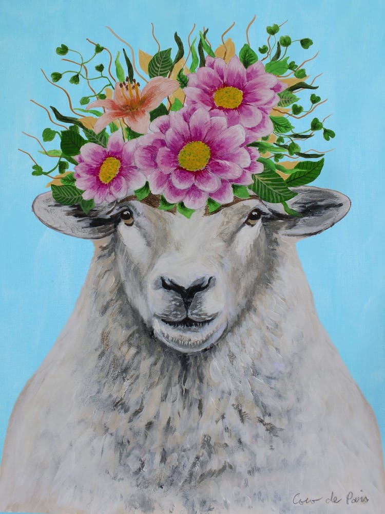 Frida Kahlo Sheep Blue & Grey 1