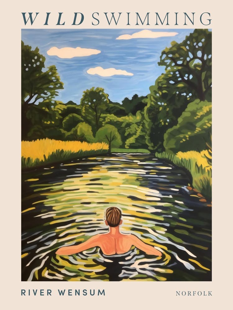 Wild Swimming At River Wensum Norfolk 1 Poster