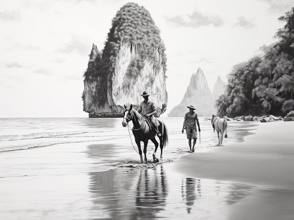 A Horse Oil Painting In Railay Beach, Thailand, Landscape 3