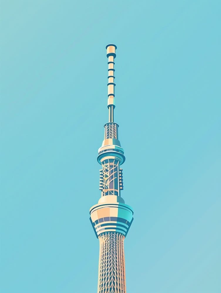 Tokyo Skytree 1 Colourful Illustration